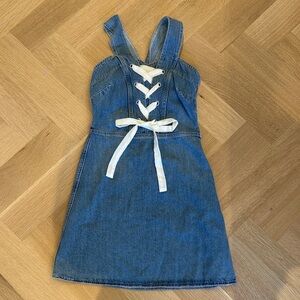 Denim Dress with Lace-Up Front